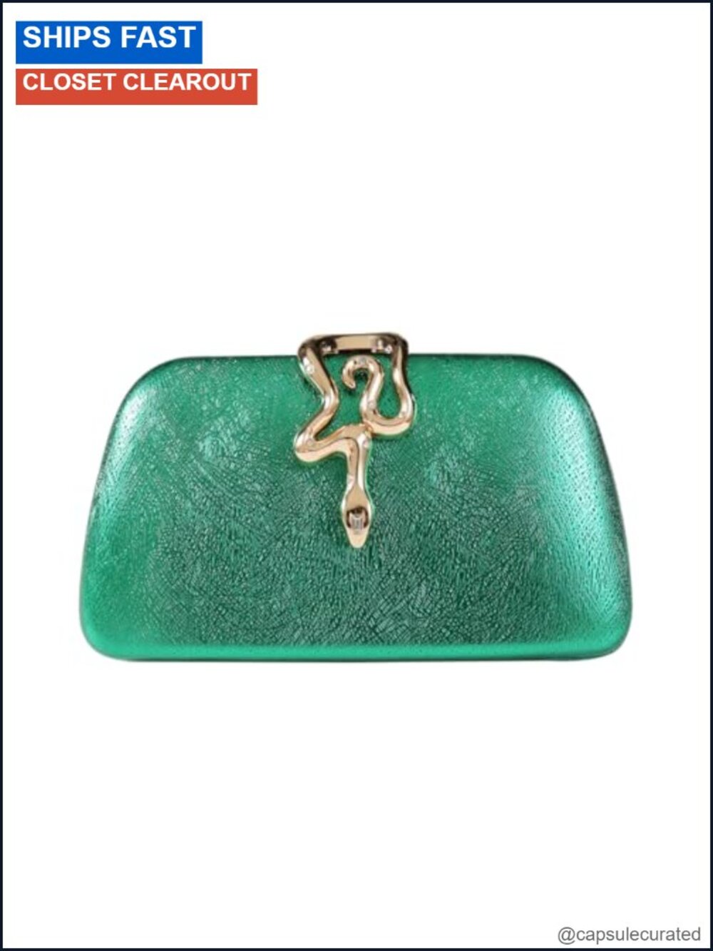 Snake Accent PU Leather Clutch with Chain Strap